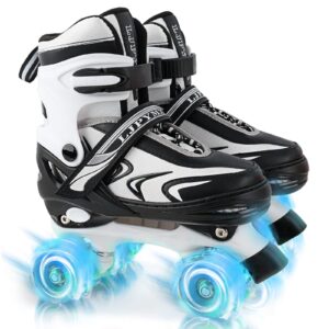 zhukaikj roller skates for boys and girls adjustable roller skates for toddler kids roller skates 4 sizes with light up wheels, for women and men, small