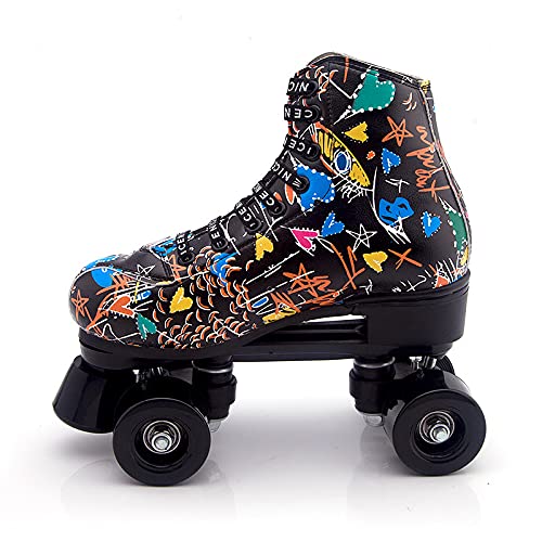 Unisex Indoor and Outdoor Roller Skates Classic High-top for Adult Skating Four-Wheel Roller Skates