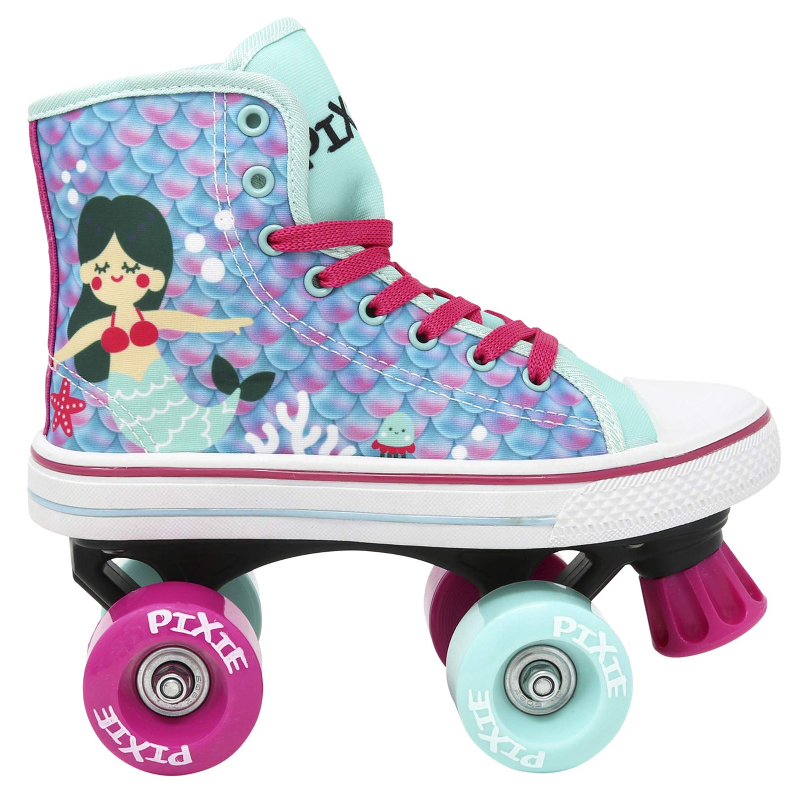 Lenexa Pixie Mermaid - Roller Skates for Girls - Indoor, Outdoor Children's Skate - Roller Skates Made for Kids - High Top Sneaker Style - Great for Beginners (Kids 4)