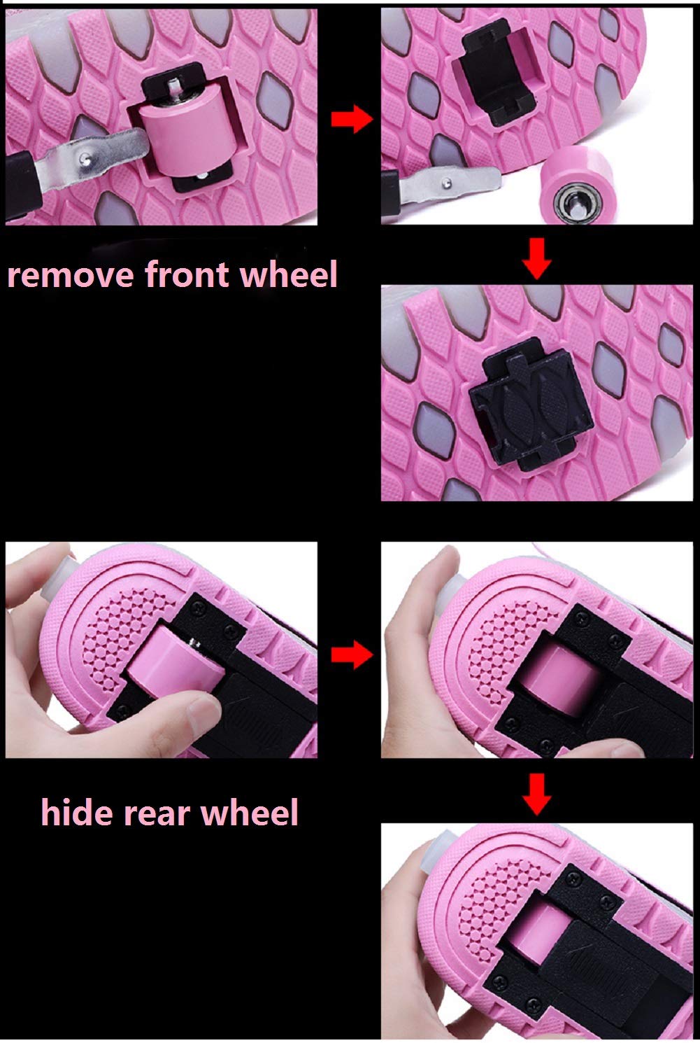 Ehauuo Kids Wheels Roller Shoes for Girls USB Light Up with Wheels Roller Sneakers for Gift (11 M US Little Kid, A-Pink)