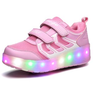 child roller skates led sport sneakers rechargeable roller shoes for boys girls 10.5 m us toddler