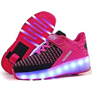 SDSPEED 7 Colors LED Rechargeable Kids Roller Skate Shoes with Single Wheel Shoes Sport Sneaker