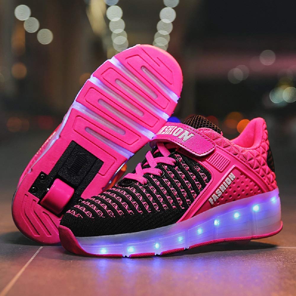 SDSPEED 7 Colors LED Rechargeable Kids Roller Skate Shoes with Single Wheel Shoes Sport Sneaker