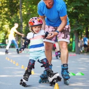 SULIFEEL Rainbow Unicorn 4 Size Adjustable Light up Roller Skates for Girls Boys for Kids (E Black, Small - Little Kid)