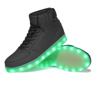 DIYJTS Kids LED Light Up Shoes, Fashion High Top LED Sneakers USB Rechargeable Glowing Luminous Shoes for Boys Girls Toddler Child Black