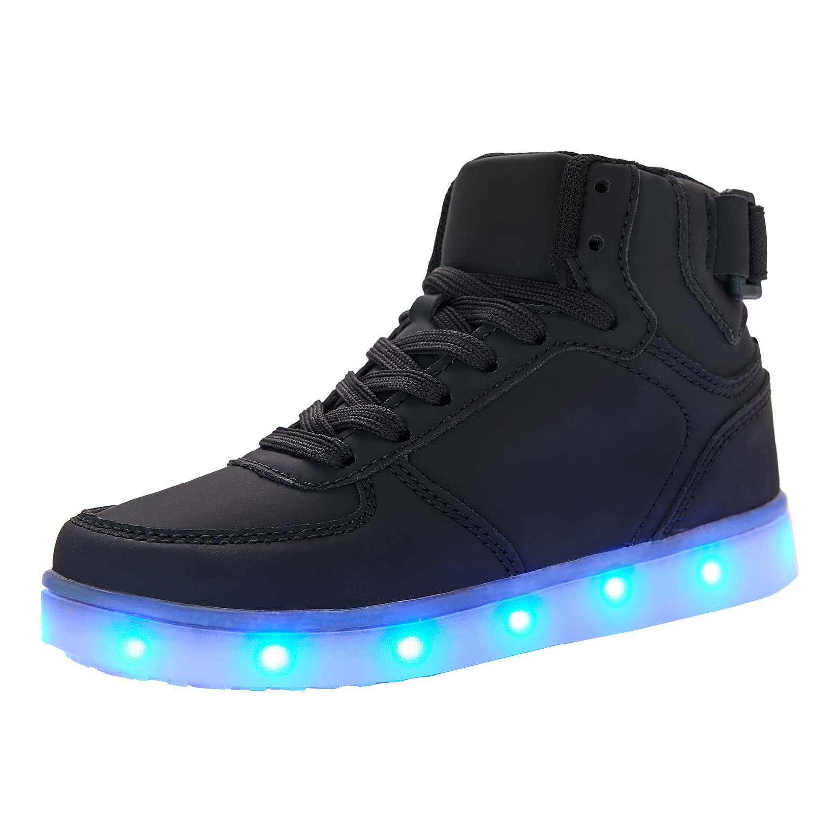 DIYJTS Kids LED Light Up Shoes, Fashion High Top LED Sneakers USB Rechargeable Glowing Luminous Shoes for Boys Girls Toddler Child Black