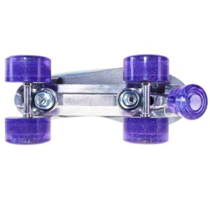 JajaHoho Roller Skates for Women, Holographic High Top PU Leather Rollerskates, Purple Shiny Double-Row Four Wheels Quad Skates, Age 8-50 Indoor Outdoor, Silver, Aluminum Trucks Baseplate, Size 8