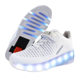 ehauuo kids wheels shoes with lights rechargeable roller skates shoes retractable led flashing sneakers wheels shoes for unisex girls boys beginners gift