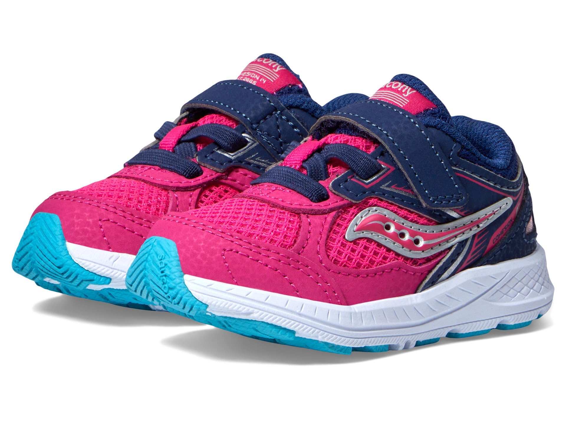 Saucony Cohesion 14 Alternative Closure Jr Sneaker, Pink/Navy, 10 US Unisex Little Kid