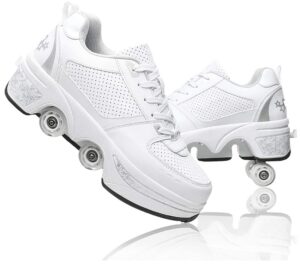 deformation roller shoes male and female skating shoes quad roller skates kick rollers shoes retractable adults/kids,invisible pulley shoes skates with double-row outdoor sneakers