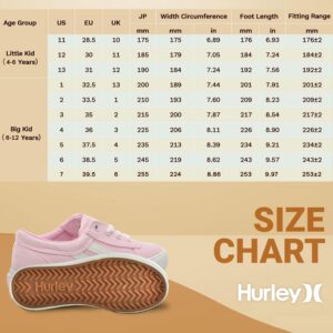 Hurley Boardy Lace-up Skateboard Shoe - Low top Lace-up Sneaker - Fashionable Skater Shoe for Boys & Girls - Lightweight Classic Casual Kids Skates Pink White