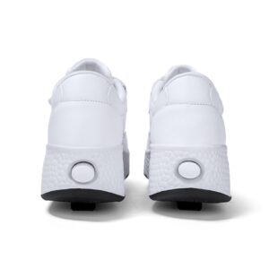 Sanearde Roller Skate Shoes with Two Wheels High Heels for Kids Technical Toddler Sneakers Unisex-Child Footwear Show Gift White