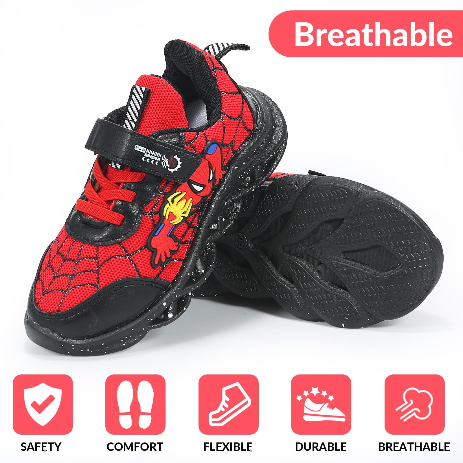 Cartoon LED Illuminated Sneakers for Outdoor Sports and Running with Breathable Design and Party Fun(Red,1)