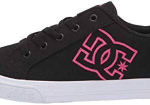 DC girls Chelsea Skate Shoe, Black/Pink Stencil, 12 Little Kid US