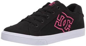 dc girls chelsea skate shoe, black/pink stencil, 12 little kid us