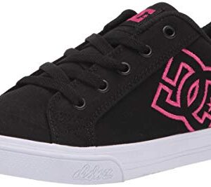 DC girls Chelsea Skate Shoe, Black/Pink Stencil, 12 Little Kid US