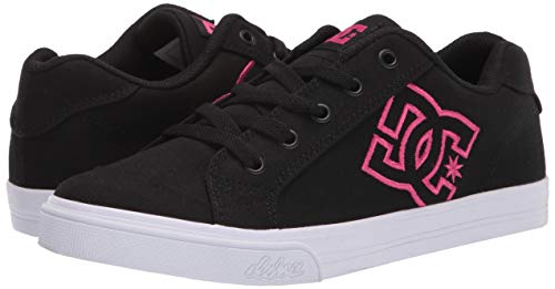 DC girls Chelsea Skate Shoe, Black/Pink Stencil, 12 Little Kid US