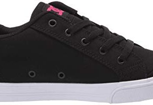 DC girls Chelsea Skate Shoe, Black/Pink Stencil, 12 Little Kid US