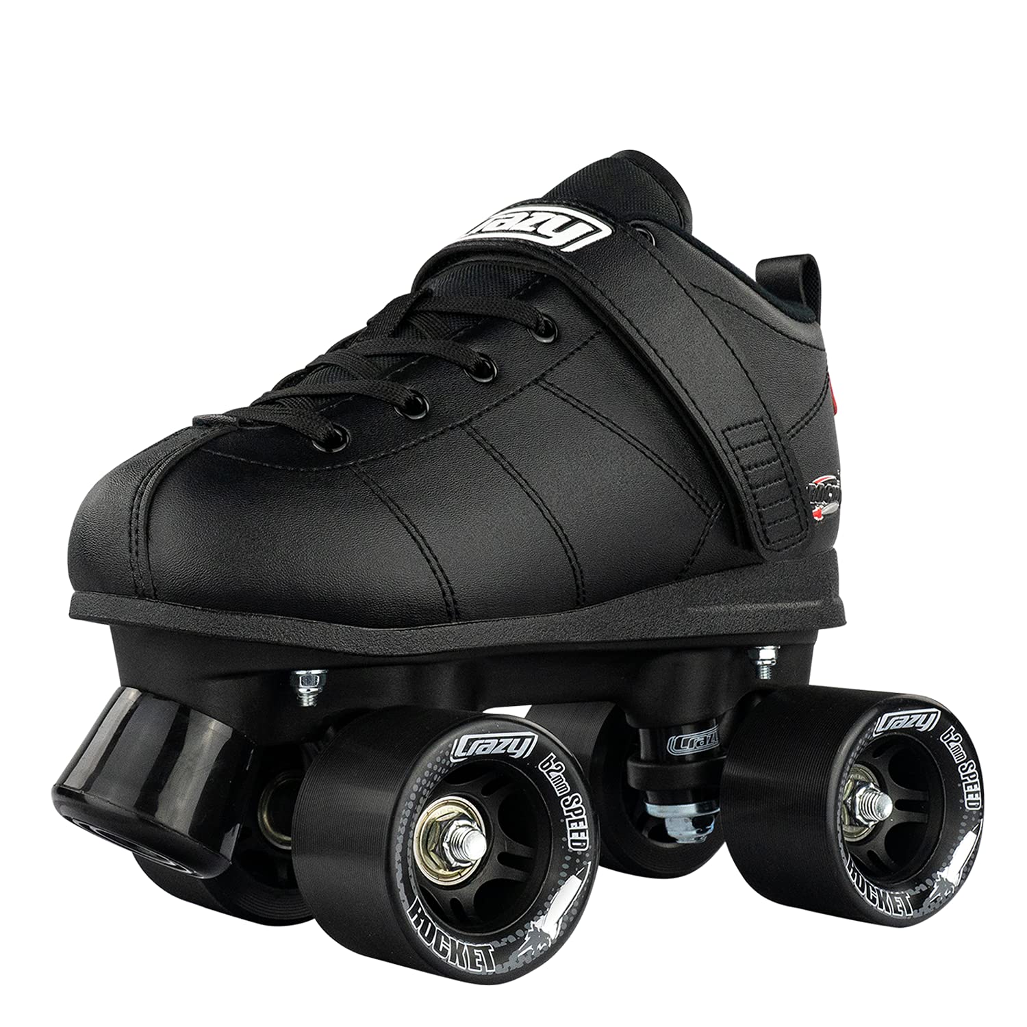 Crazy Skates Rocket Roller Skates - Quad Skates for Men and Women - Black (Size: Mens 10 / Womens 11)