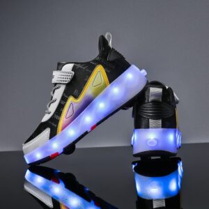 CEIEOE Kids Roller Skates Sneaker with 4 Wheels Colorful LED Sport Shoes Can Charge for Beginner Best Gift More Balanced