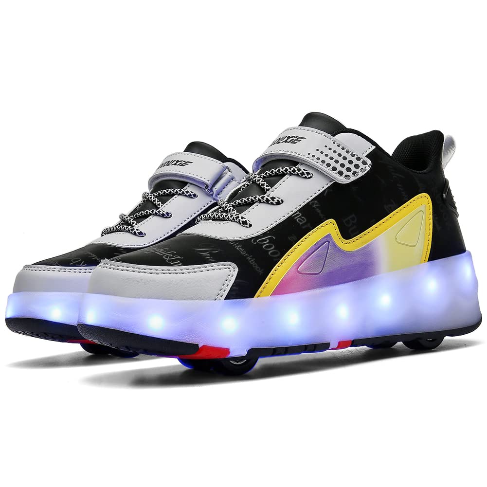 CEIEOE Kids Roller Skates Sneaker with 4 Wheels Colorful LED Sport Shoes Can Charge for Beginner Best Gift More Balanced