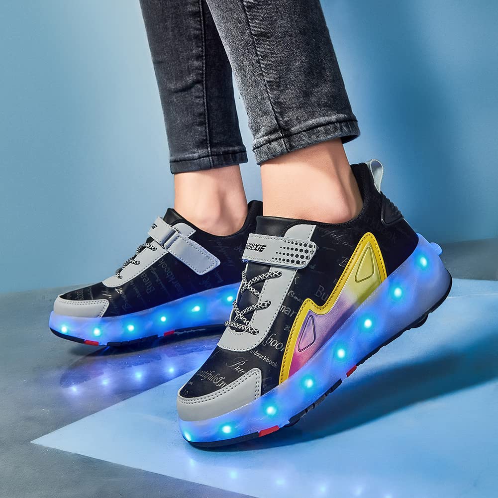 CEIEOE Kids Roller Skates Sneaker with 4 Wheels Colorful LED Sport Shoes Can Charge for Beginner Best Gift More Balanced