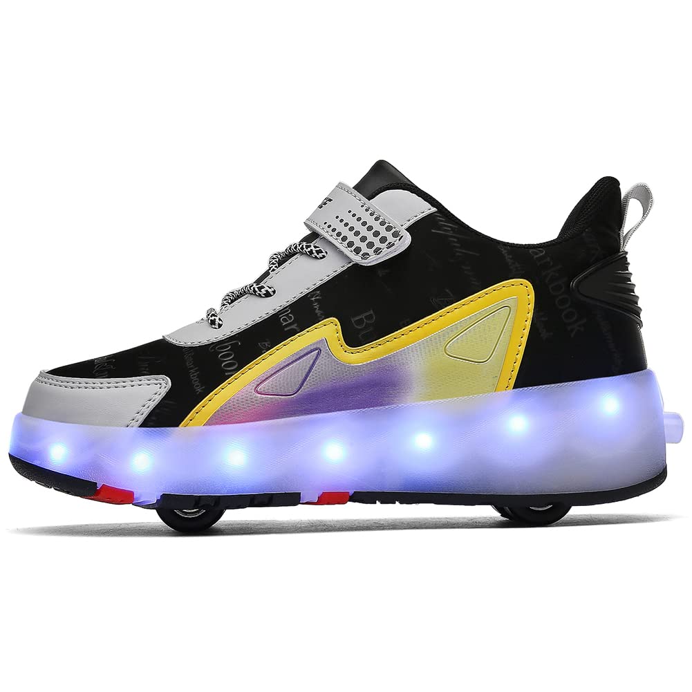 CEIEOE Kids Roller Skates Sneaker with 4 Wheels Colorful LED Sport Shoes Can Charge for Beginner Best Gift More Balanced