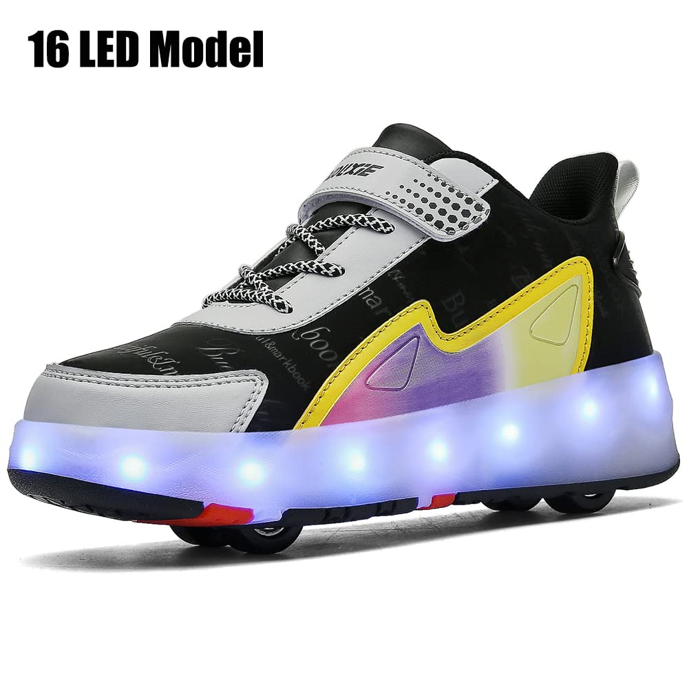 CEIEOE Kids Roller Skates Sneaker with 4 Wheels Colorful LED Sport Shoes Can Charge for Beginner Best Gift More Balanced