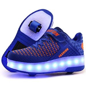 Nsasy Kids Roller Shoes Boy Girl Sneakers with Wheels Become Sport Sneaker with Led for Christmas Birthday Children Gift