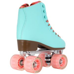 Lenexa Savanna Roller Skates for Ladies - Indoor/Outdoor Quad Skates for Women and Girls (Teal, Ladies 9)