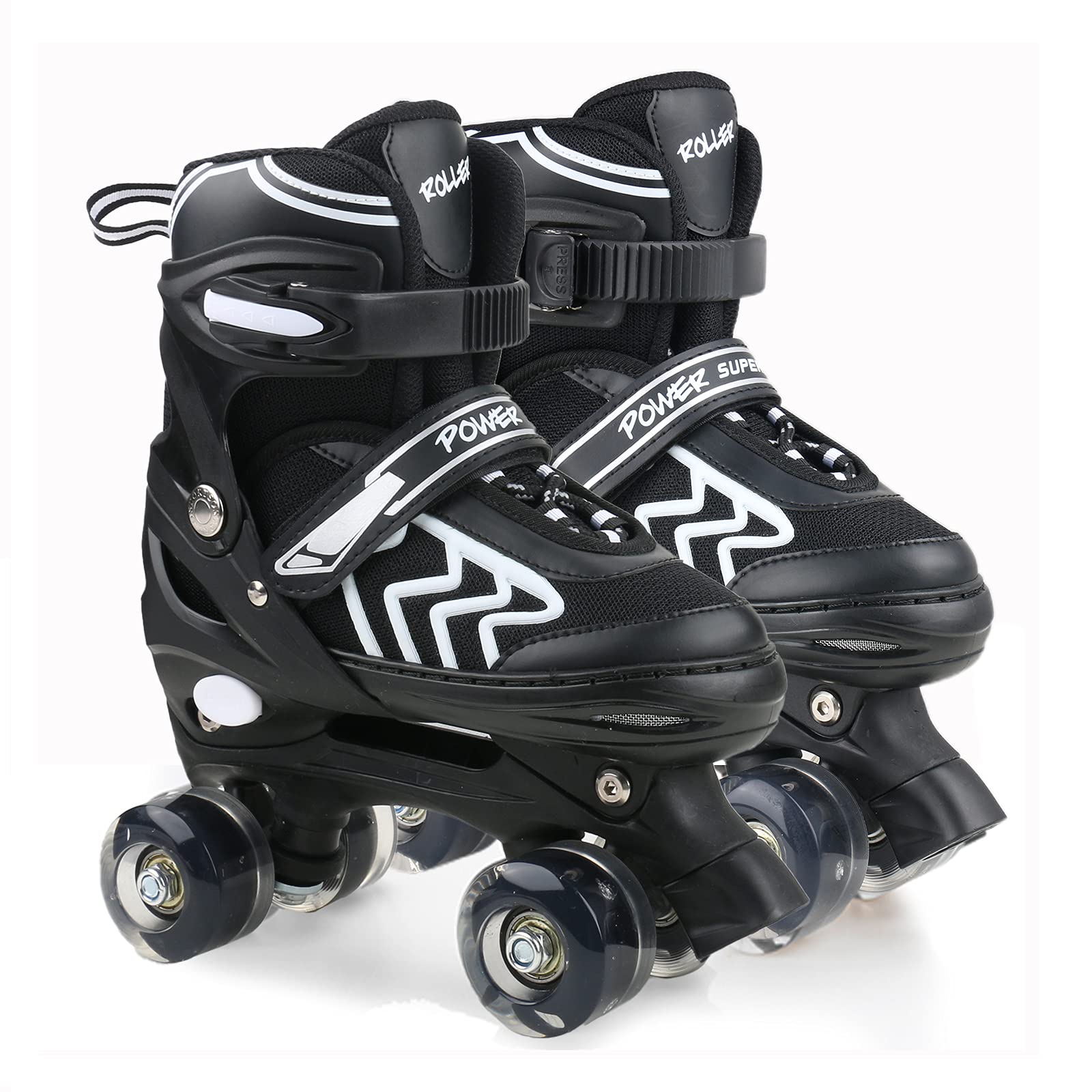 Kids Roller Skates for Boys and Girls, Women and Men, 4 Size Adjustable Adult Kids Roller Skates Outdoor Indoor, Patines para Niñas Niños with Light up Wheels Large Size