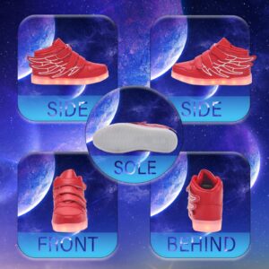 LED Light Up Shoes with Flying Wings for Boys Girls Kids Hip-Top Flashing Sneakers for Festivals, Party, Christmas, Halloween,Friend Gift with USB Charging, Red 35