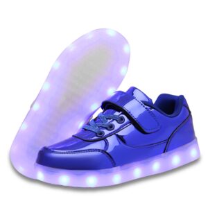 yuanroad led light up shoes kids led sneakers usb rechargeable glowing luminous for boys girls toddler child sajiaet519-blue-35