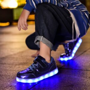 YuanRoad LED Light up Shoes Kids LED Sneakers USB Rechargeable Glowing Luminous for Boys Girls Toddler Child SAJIAET519-Blue-35