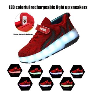 qyy Led Rechargeable Double Wheel Roller Shoes Fashion Sneakers Kids Skateboarding for Girls Boys with Wheels Comfortable Mesh Surface Thanksgiving Christmas Day Best GiftBlack-USA 4