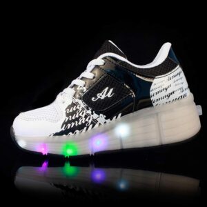 qyy Led Light Roller Skate Sneakers with Wheels for Boys Girl Luminous Light up Wheelies Shoes Skateboarding Shoes Wheel Shoes for Outdoor Sports The Best Gift Black-USA 4