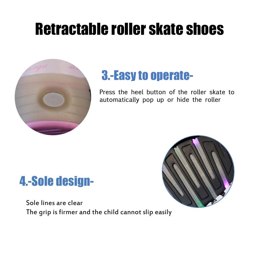 qyy Led Light Roller Skate Sneakers with Wheels for Boys Girl Luminous Light up Wheelies Shoes Skateboarding Shoes Wheel Shoes for Outdoor Sports The Best Gift Black-USA 4