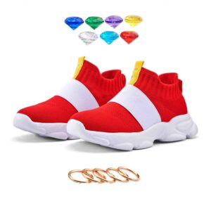 shoes for boys girls kids children red sonic sneakers with yellow stripe sonic birthday party gift