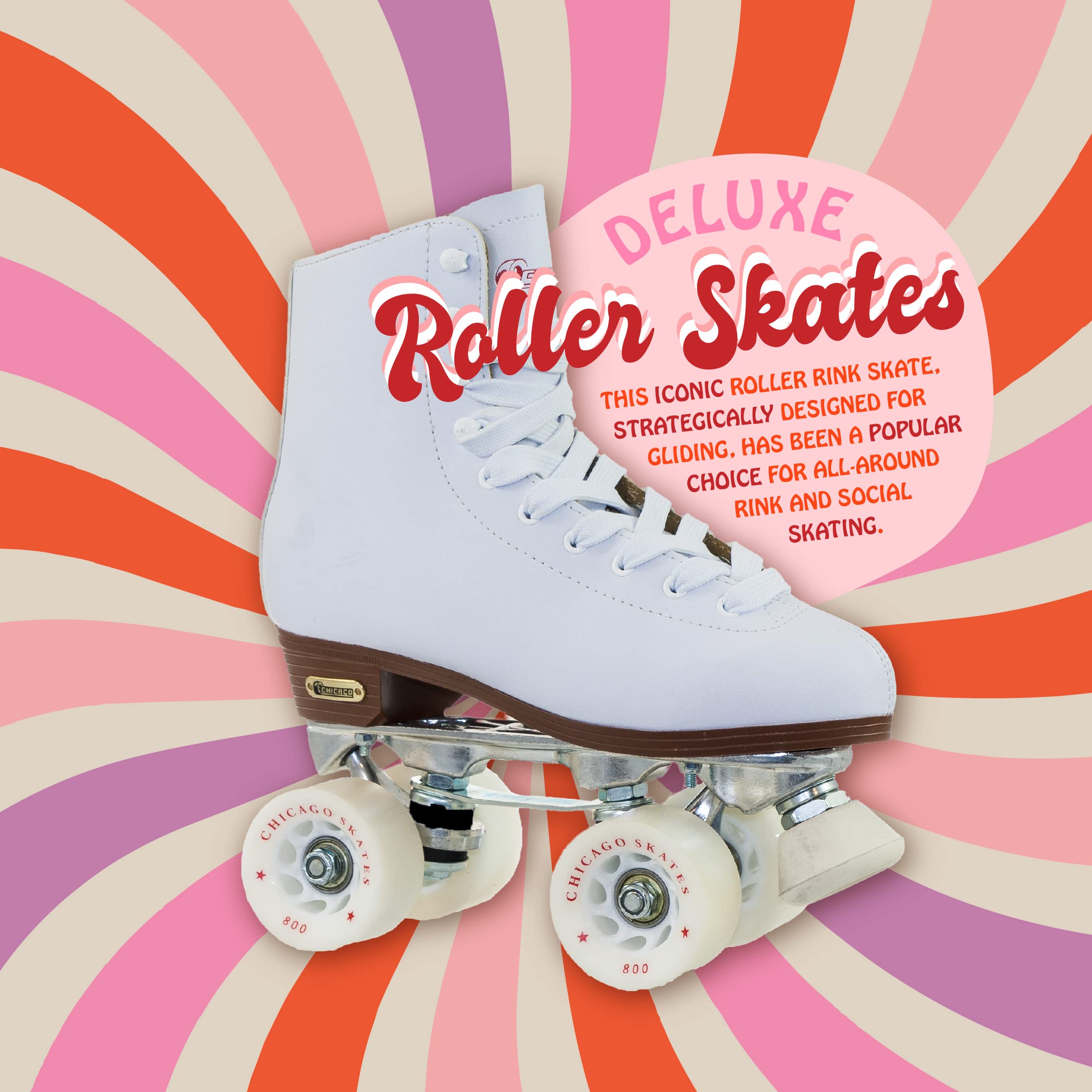 Chicago Skates Deluxe Leather Lined Rink Skate Ladies and Girls 5