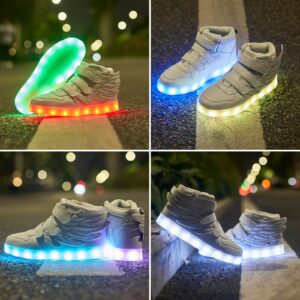 LED Light Up Shoes with Flying Wings for Boys Girls Kids Hip-Top Flashing Sneakers for Festivals, Party, Christmas, Halloween,Friend Gift with USB Charging, White 36