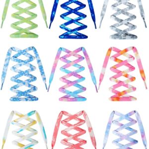 WHQXFDZ 9 Pairs Tie Dye Shoelaces Gradient Colors Shoe Laces in for Tie Dye Sports Shoes Boots Sneakers Skates(46inch)