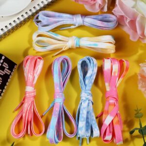 WHQXFDZ 9 Pairs Tie Dye Shoelaces Gradient Colors Shoe Laces in for Tie Dye Sports Shoes Boots Sneakers Skates(46inch)