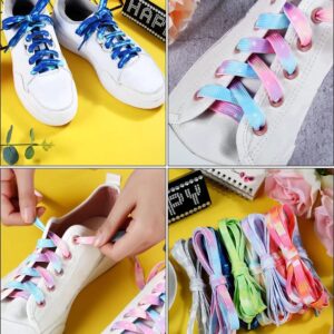 WHQXFDZ 9 Pairs Tie Dye Shoelaces Gradient Colors Shoe Laces in for Tie Dye Sports Shoes Boots Sneakers Skates(46inch)