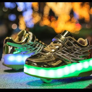 AIkuass Roller Skates- Kids USB Charge Roller Shoes for Girls Boys Kids LED Light Up Sneakers As Best Gift for Party Birthday Christmas Day (12.5 little kid)