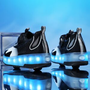 Yogeeft Roller Shoes with Wheel for Girls Boys - Kids LED Flashing Shoes Retractable Sneakers Rechargeable Roller Shoes for Beginners Party (Size 13 Little Kids Black)
