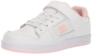 dc girls unisex-child manteca 4 v casual skate shoe, white/pink, 13 little kid