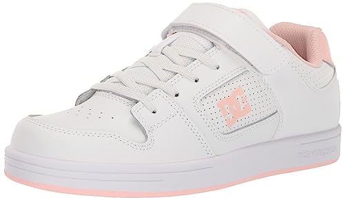 DC Girls Unisex-Child Manteca 4 V Casual Skate Shoe, White/Pink, 13 Little Kid