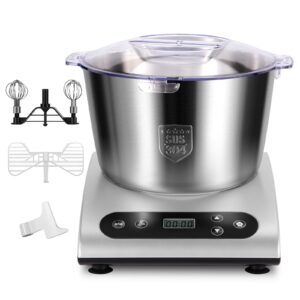 mixer kitchen electric stand mixers lcd display 6qt bowl and heating & fermentation function with dough hock,cream sticker,egg whick(silver)