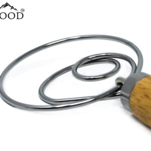 Torwood Danish Dough Whisk Bread Mixer Large 13.5 inches Stainless Steel Wooden Dutch Hook for Baking, Loaves, Pastries and Pizza, comes with a Dough Scraper