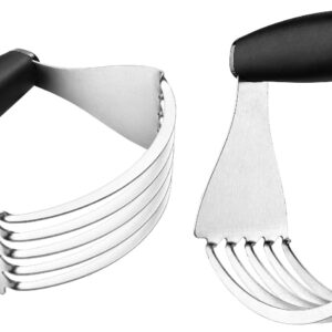 Spring Chef XL Dough Blender For Baking, Heavy Duty Pastry Blender, Stainless Steel Pastry Cutter Tool with Sharp Blades, Dough Mixer, Butter Cutter for Easy Mixing, Dishwasher Safe - 2 Pack - Black